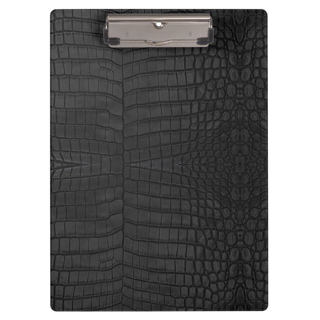 Porte-bloc Crocodile noir en cuir imprimé (Devant)