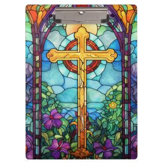 Porte-bloc Croix en verre tendu