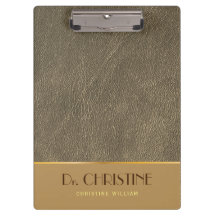 Cuir Brun Doré Bronze Élégant Nom Personnalisé 