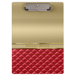 Porte-bloc Cuir rouge piqué par or métallique élégant de