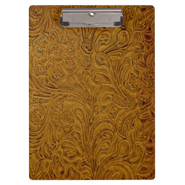Porte-bloc Cuir usiné par cowboy bronzage (Faux) (Devant)