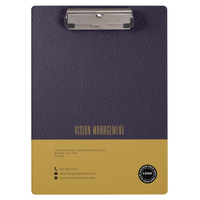 Porte-bloc Cuir violet profond, Or (Devant)