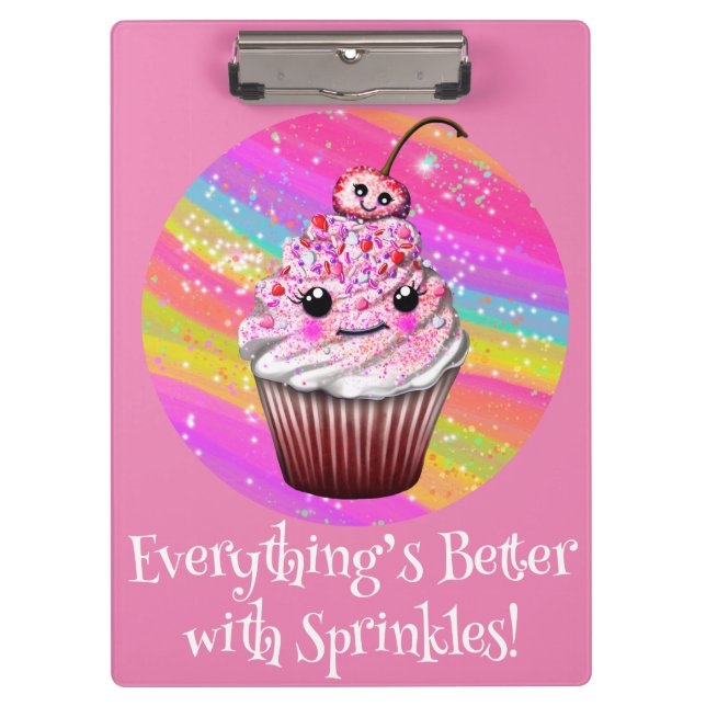 Porte-bloc Cupcake de cerise rose mignonne avec Porte - bloc  (Devant)