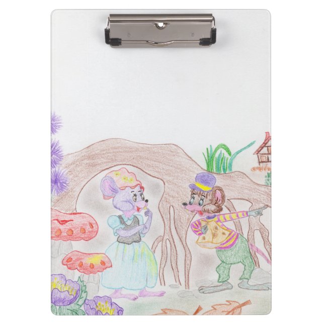 Porte-bloc Custom Kids Artwork, deux mignonnes souris, fleurs (Devant)