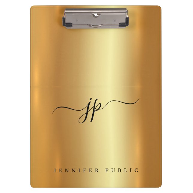 Porte-bloc Custom Script Elegant Text Monogram Luxury Gold (Devant)