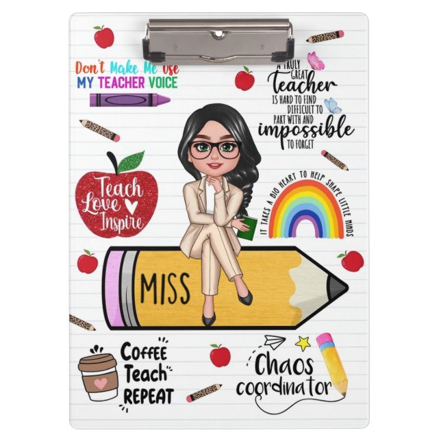 Porte-bloc Custom Teacher Clipboard – Back to School Gift (Devant)