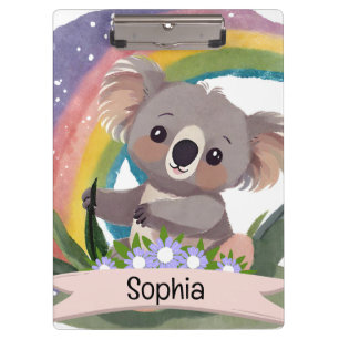 Porte-bloc Cute Baby Koala Rainbow Nom personnalisé