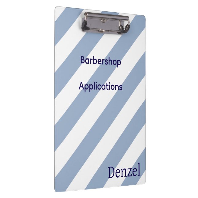 Porte-bloc Cute Blue & White Stripe Barbershop Clipboard  (Swatch)