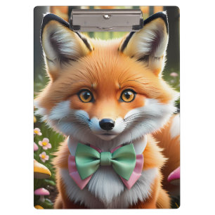 Porte-bloc Cute Fox avec arc vert et rose