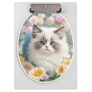 Porte-bloc Cute Kitten avec Fleurs