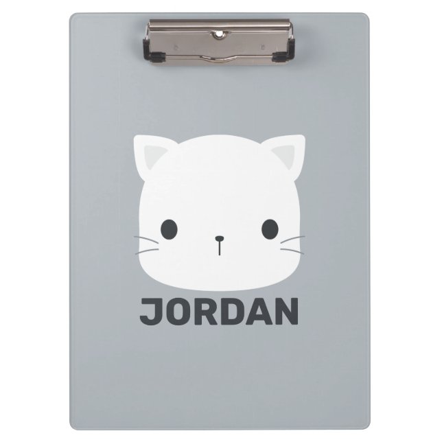 Porte-bloc Cute Little Cat avec nom personnalisé (Devant)