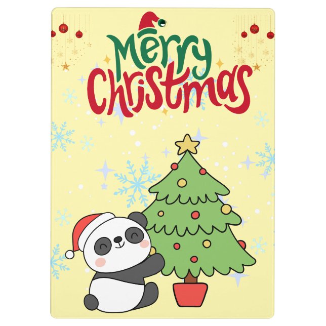 Porte-bloc cute panda merry Christmas Clipboard (Dos)