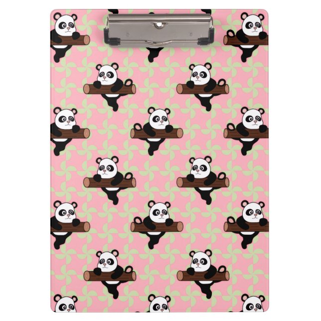 Porte-bloc Cute Panda Pattern on Pink – Kawaii Seamless  (Devant)