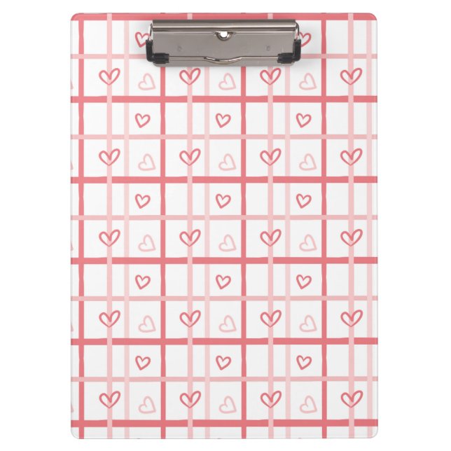 Porte-bloc Cute Pink Heart Grid Pattern (Devant)
