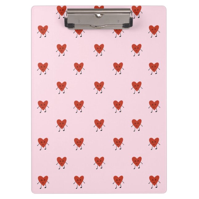 Porte-bloc Cute Red Hearts Seamless Love Pattern on Pink (Devant)