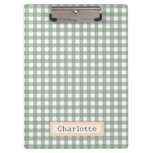 Porte-bloc Cute Sage Green Plaid Personnalisé