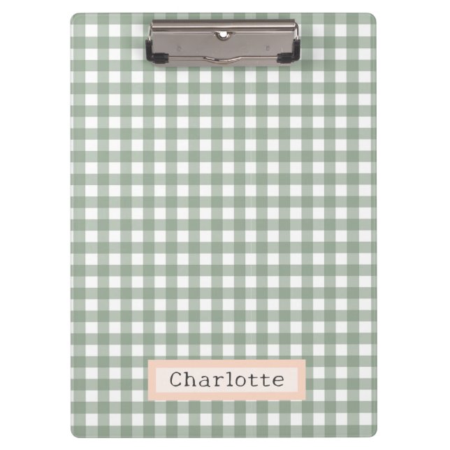 Porte-bloc Cute Sage Green Plaid Personnalisé (Devant)