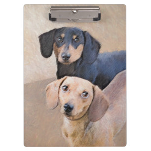 Porte-bloc Dachshund (Smooth) Peinture - Art Chien original