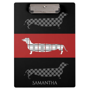 Porte-bloc Dachshunds plaid sur rouge et noir Personnalisé
