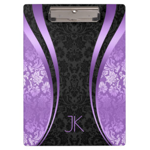 Porte-bloc Damas Florales Géométriques Noir Et Violet