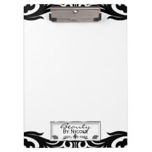 Porte-bloc Damas noir blanc Élégant Glam Personnalisé