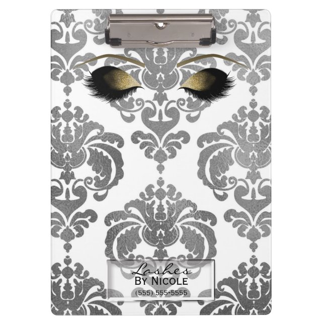 Porte-bloc Damask Silver Gold Maquillage Eyes Lashes Personna (Devant)