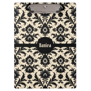 Porte-bloc Damassé noir sur sépia