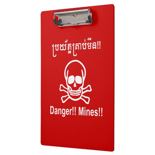 Porte-bloc Danger ! ! Les mines ! ! SYMBOLE ☠ Cambodgien Khme (Gauche)