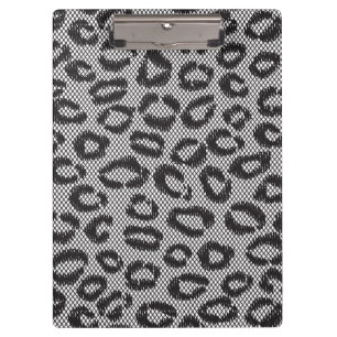 Porte-bloc Dentelle nette noire avec le motif de léopard sur