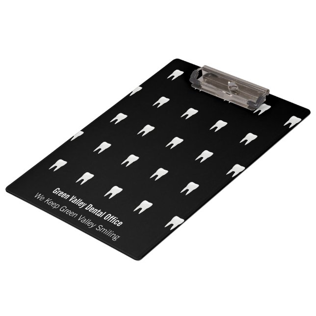 Porte-bloc Dentiste personnalisé Bureau Black White Tooth (Incliné)