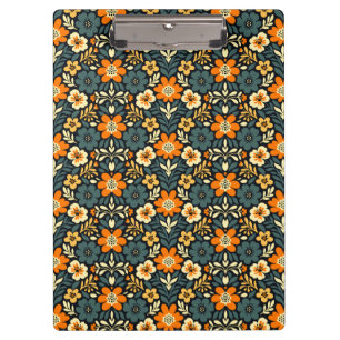 Porte-bloc Design floral moderne orange et sarcelle