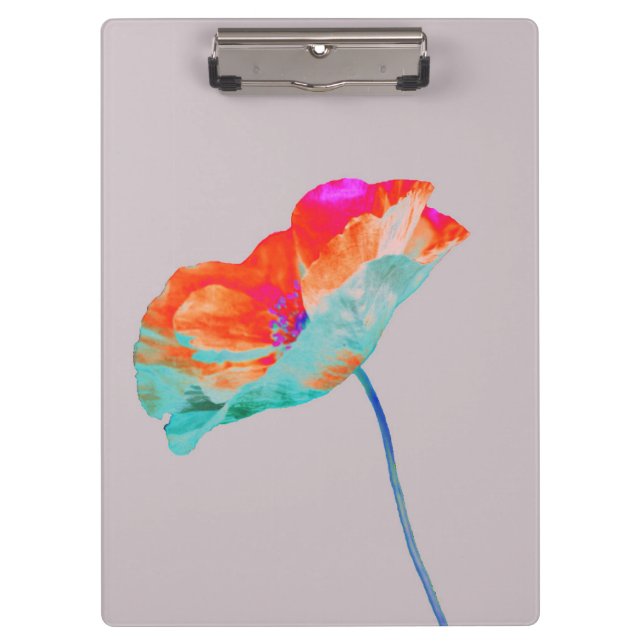 Porte-bloc Design floral rose orange et bleu pavot (Devant)