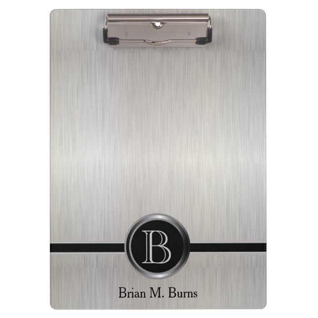 Porte-bloc Design Monogramme Exécutif - Acier Bracelet Blanc (Devant)