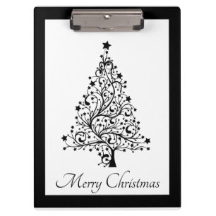 Porte-bloc Deux sapins minimalistes noirs et blancs de Noël