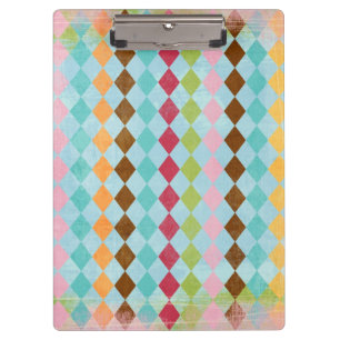 Porte-bloc Distressed Multi-Colored Diamond Patterned Clipboa