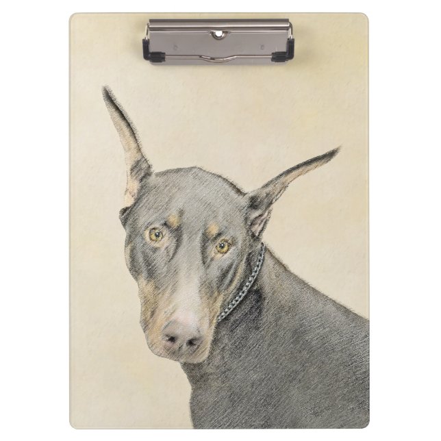 Porte-bloc Doberman Pinscher Peinture - Art Chien original (Devant)
