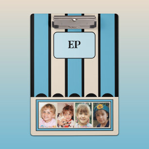 Porte-bloc Double face ajouter initiales 8 photos sable bleu