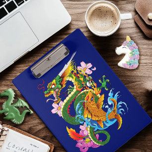 Porte-bloc Dragon chinois vert Koi