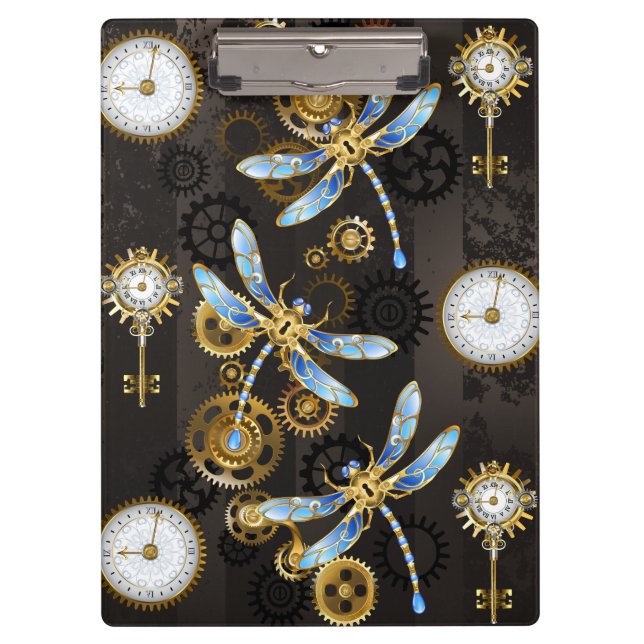 Porte-bloc Dragonflies de Steampunk sur arrière - plan rayé b (Devant)