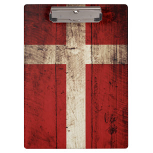 Porte-bloc Drapeau du Danemark sur le vieux grain en bois