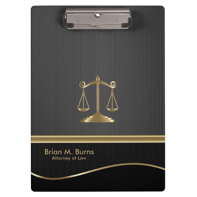 Porte-bloc Droit | Scales de justice | Avocat - Or et Noir (Devant)