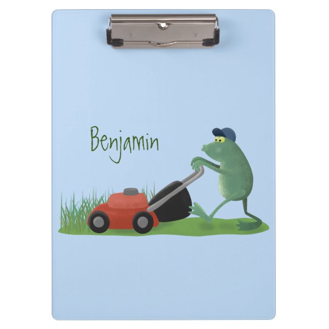Porte-bloc Drôle grenouille verte tondre la pelouse dessin (Devant)