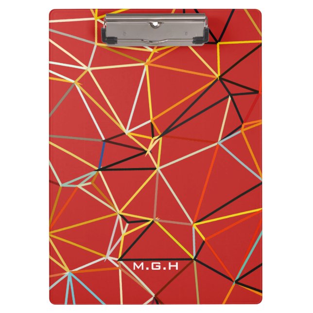 Porte-bloc Dynamic Red Abstract Geometric Monogram (Devant)