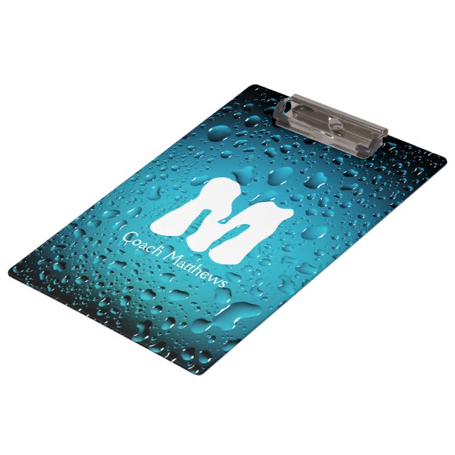 Porte-bloc Eau bleu Cool élégant gouttes avec Monogram (Incliné)