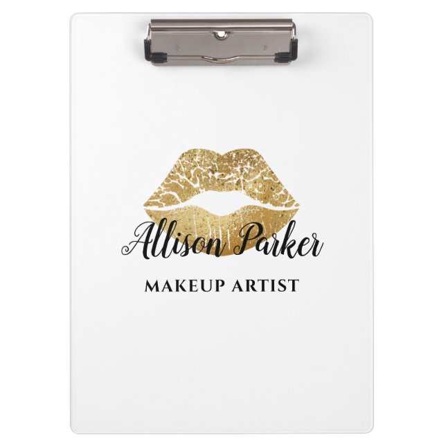 Porte-bloc Elégant Artiste maquillage de lèvres or (Devant)
