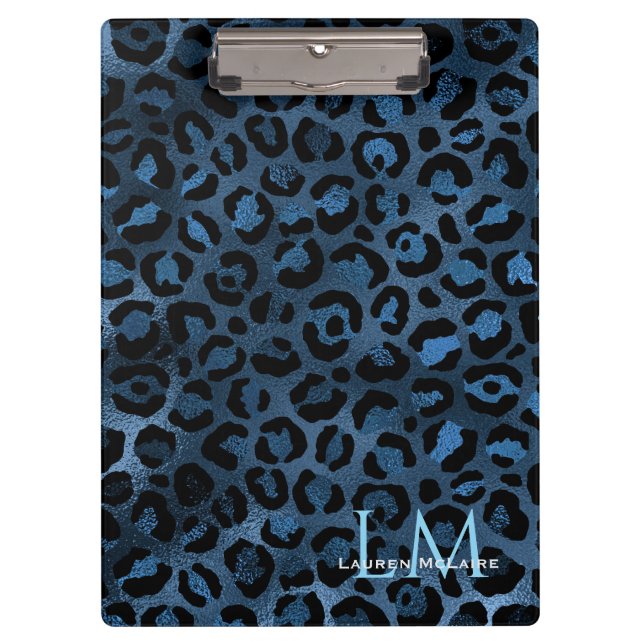 Porte-bloc Elegant Blue Leopard Personalized Clipboard (Devant)