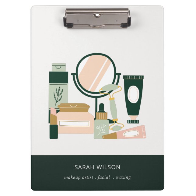 Porte-bloc Elégant Blush Green Maquillage Artiste Cosmologist (Devant)