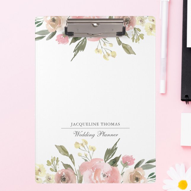Porte-bloc Élégant Blush rose Floral Personnalisé Mariage Pla (Créateur téléchargé)