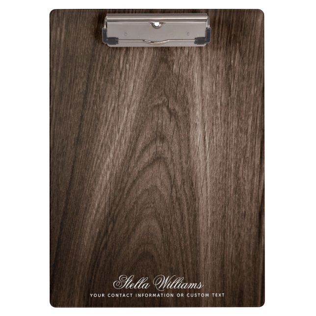 Porte-bloc Élégant bois de chêne brun foncé nom personnalisé (Devant)