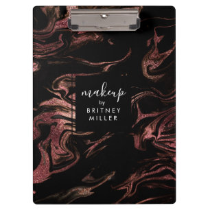 Porte-bloc Élégant cuivre moderne rose or noir marbre